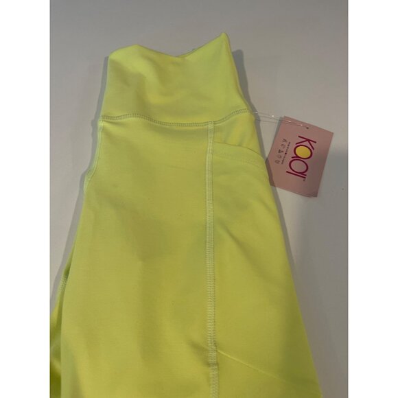 Neon Yellow High-Waisted Athletic Leggings - Size S - Kooi Activewear - Stretchy - Picture 2 of 7